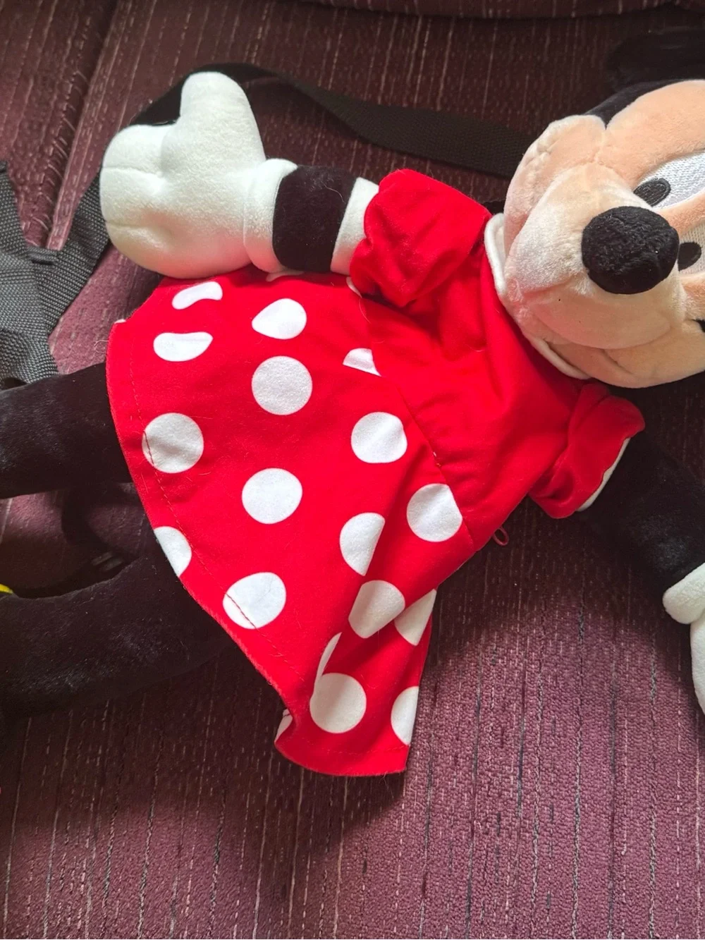 Vintage Disney Minnie Mouse Plush Backpack Red Polka Dot Dress - 21”